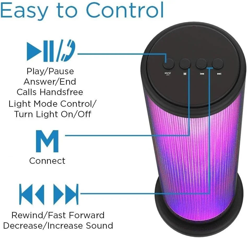 Party Tower Speaker with Portable Color Changing Lights, Outdoor Pulsating Speaker