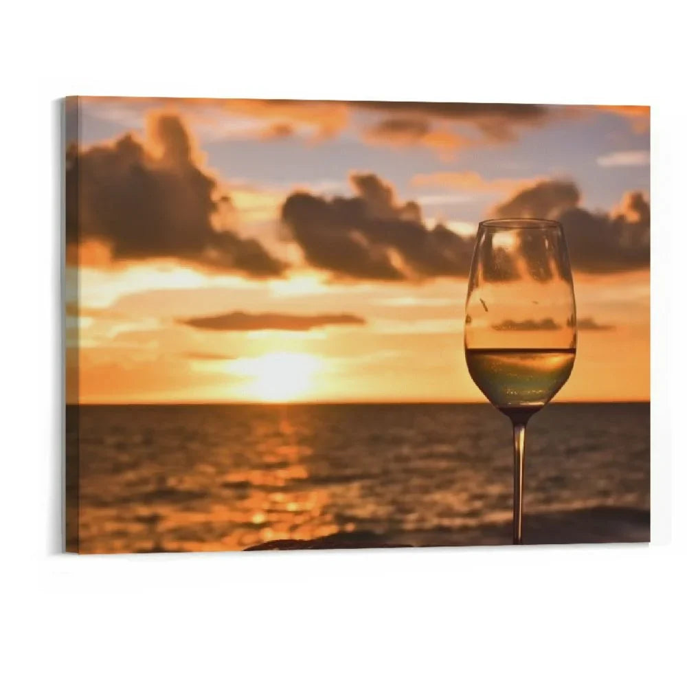 Painting Inch the at wine Poster Glass Home Bedroom Sundowners beach on Wall Canvas white 20x16 Artwork Art Prints of Framed Pictures Shiartex Living on Decor Office Room for sunset