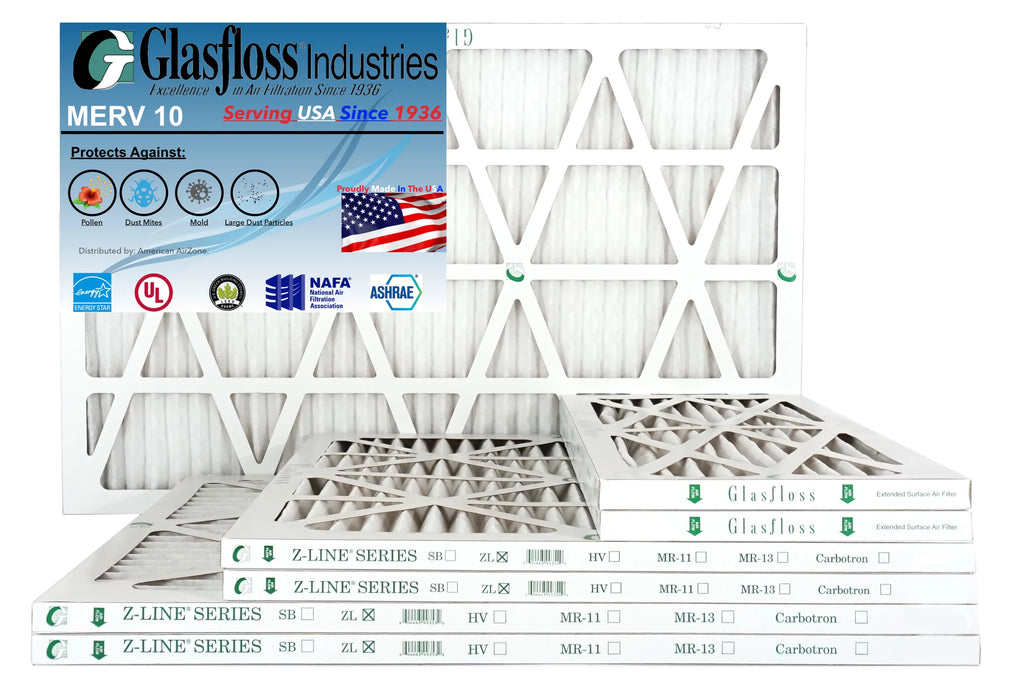 6) MERV Air Glasfloss - USA. - HVAC Filter Furnace Filter or AC of In Air Air - Home Made Filter 18x36x2 - Office 2" Pleated The - - 10 or (Pack
