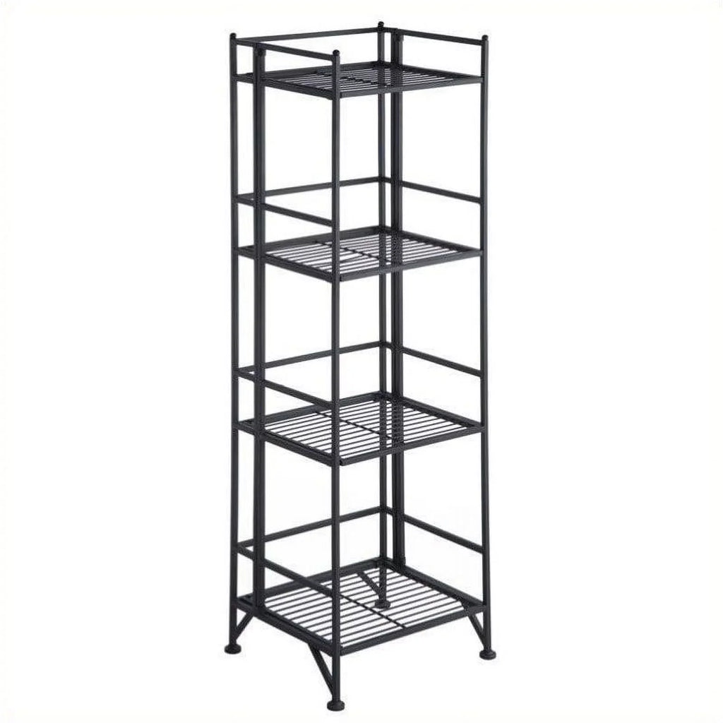 Unit in Tier Row Shelf Black Folding 4 Metal Pemberly Transitional
