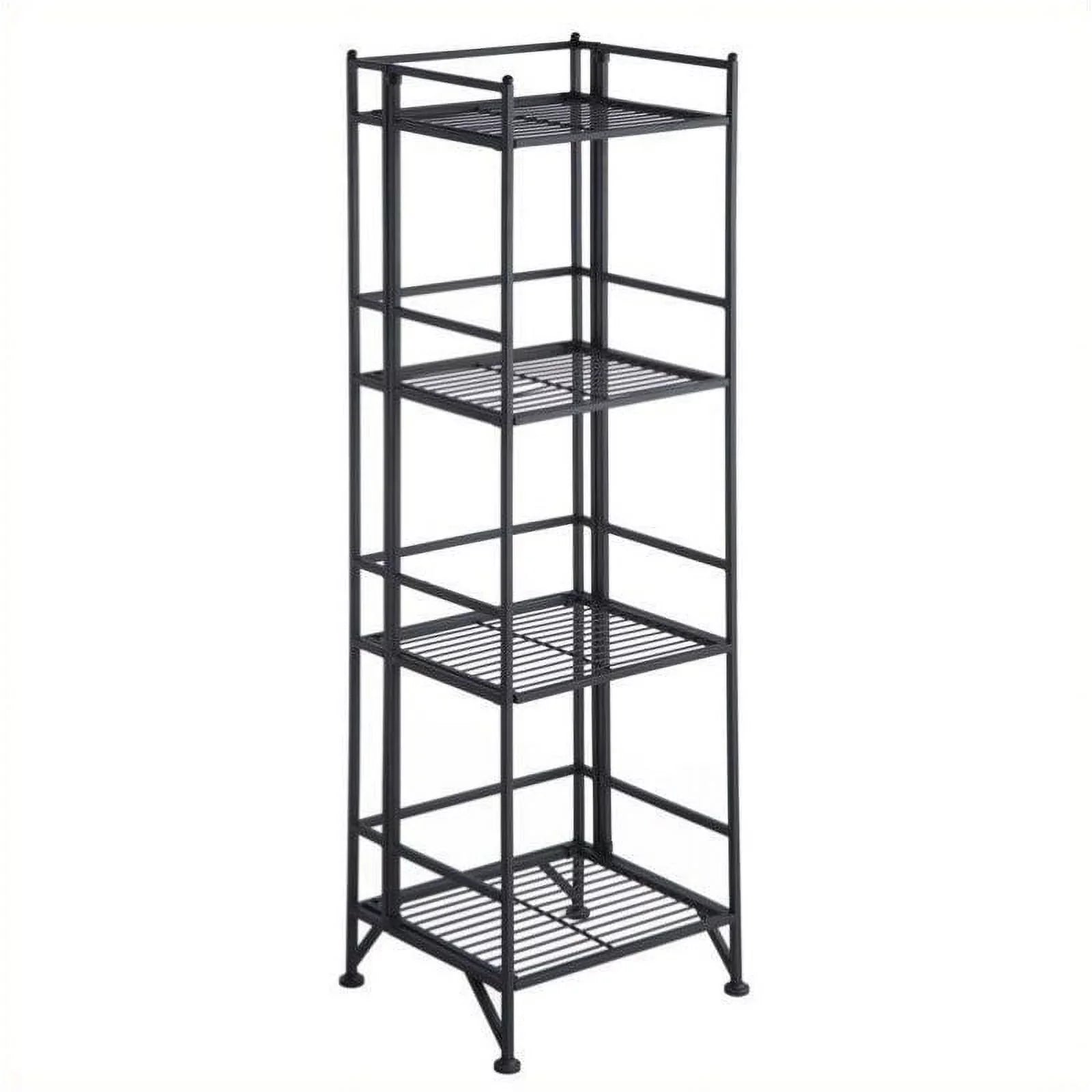 Unit in Tier Row Shelf Black Folding 4 Metal Pemberly Transitional