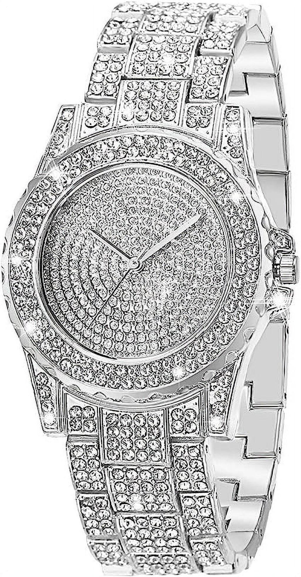 for Watch Gold Watch Steel Ice Men Wrist Crystal Rhinestone Quartz Watches Men Women Silver ManChDa Watch Watch Watch Diamond Out Stainless Full Watch Women Diamonds