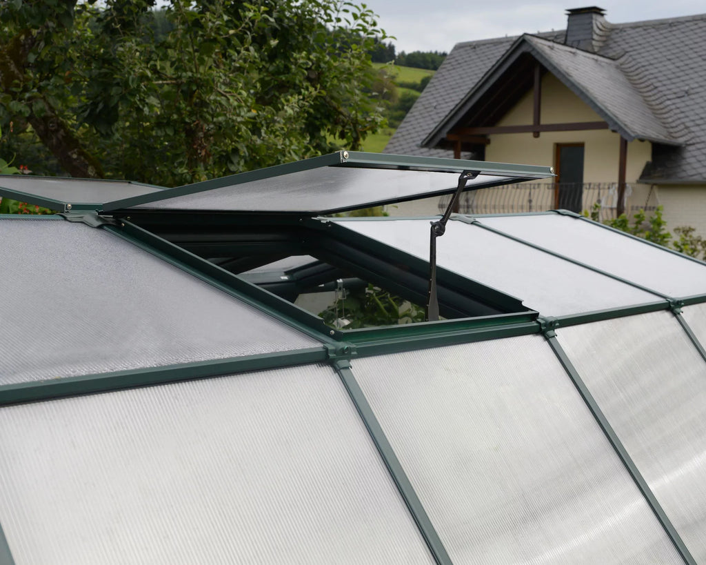Greenhouse 2 Walk-In - Grand Green Clear Vents 8' Canopia - x with Gardener 12' Palram Roof -