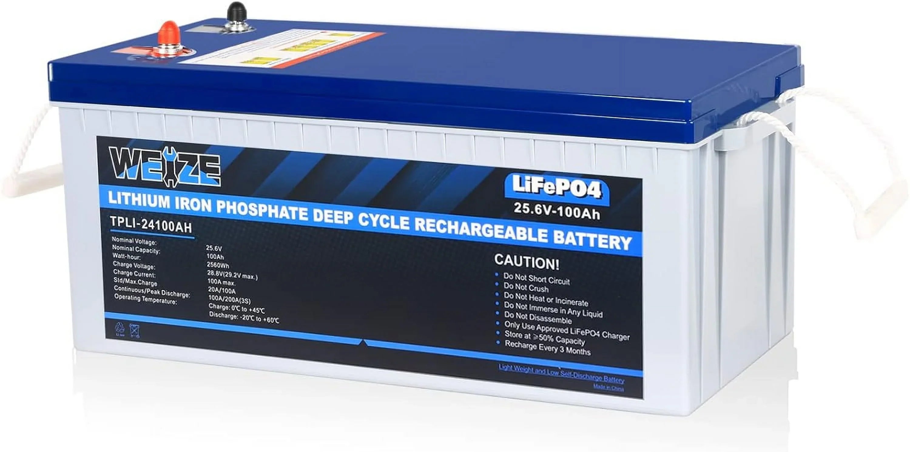 Grid 24V 1Autodepot Camping, Cycles, Smart System, LiFePO4 Solar Battery, BMS, to RV, 8000 Applications Perfect Up Built-in Lithium Off for 100AH 100A Marine,