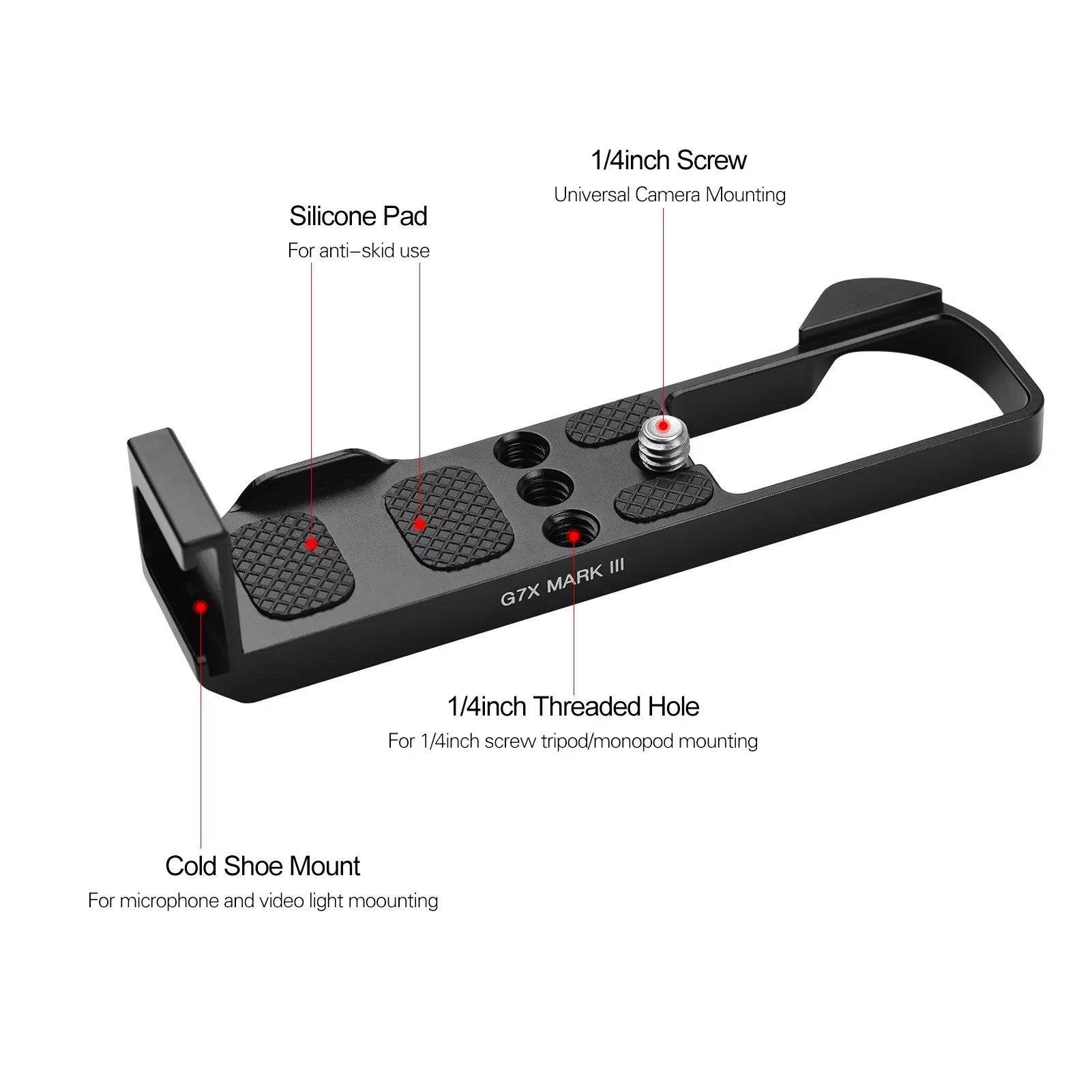 Replacement III Plate 1/4 Shoe 3/8 L Mount Accessories Wrenches with for Release Camera Camera Quick Threaded Holes Mark Suzicca Cold G7X Canon