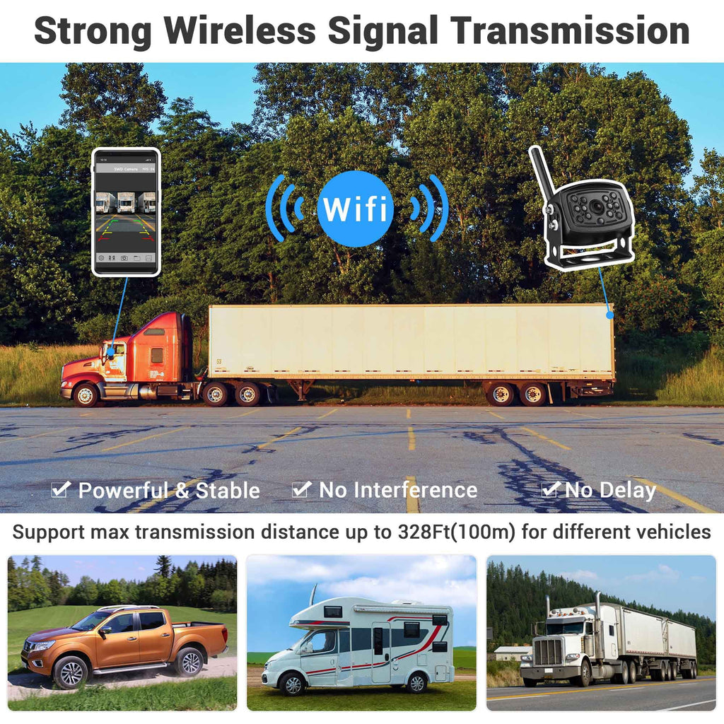 View Camper Backup Angle Wireless Truck Rear Signal iPhone Compatible Trailer WiFi Android RV Wide Yescom Digital Camera for with Waterproof