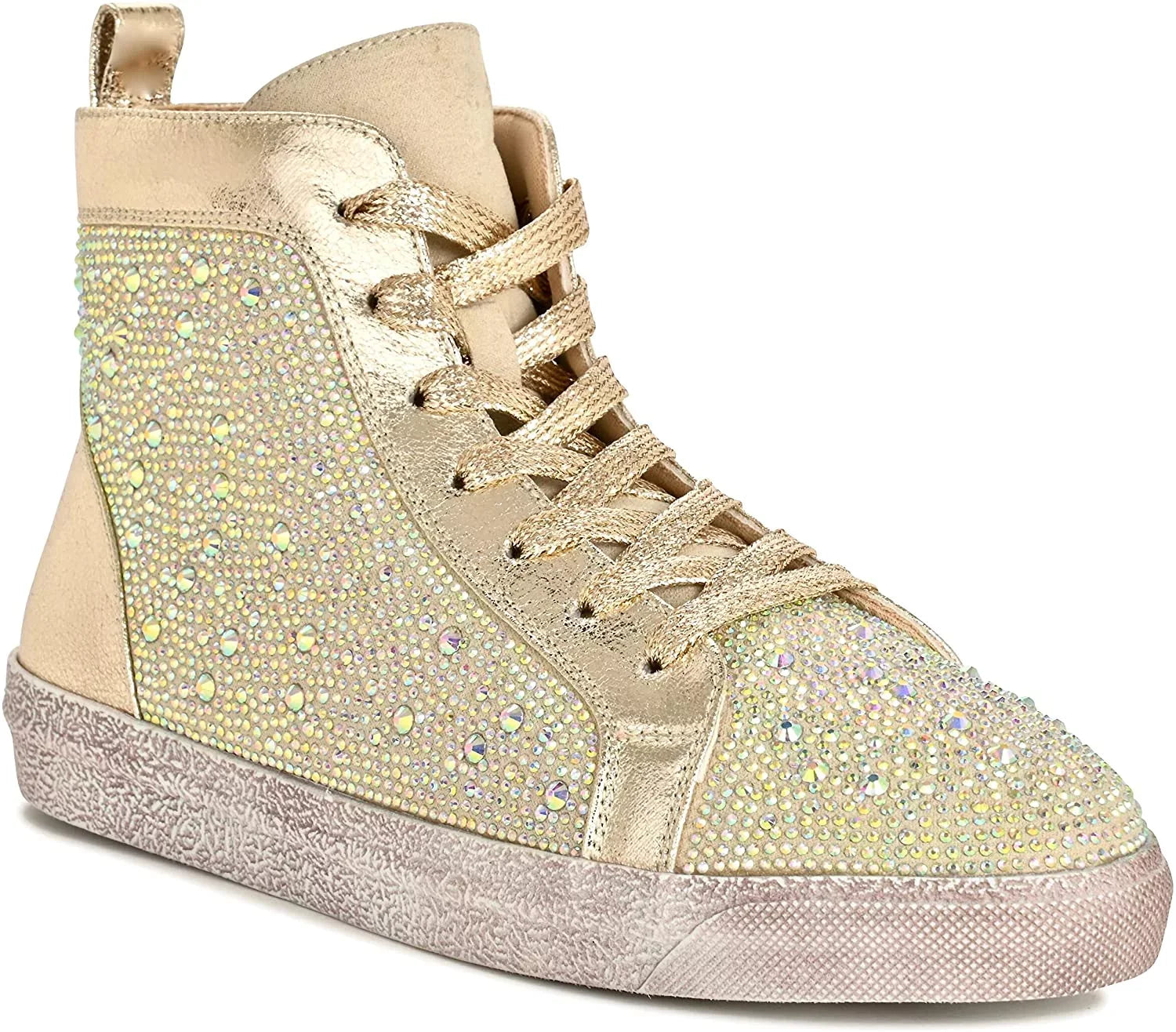 High Ninety Fashion Gold Foxy Top Sneaker Rhinestones with 9 Athletic Union