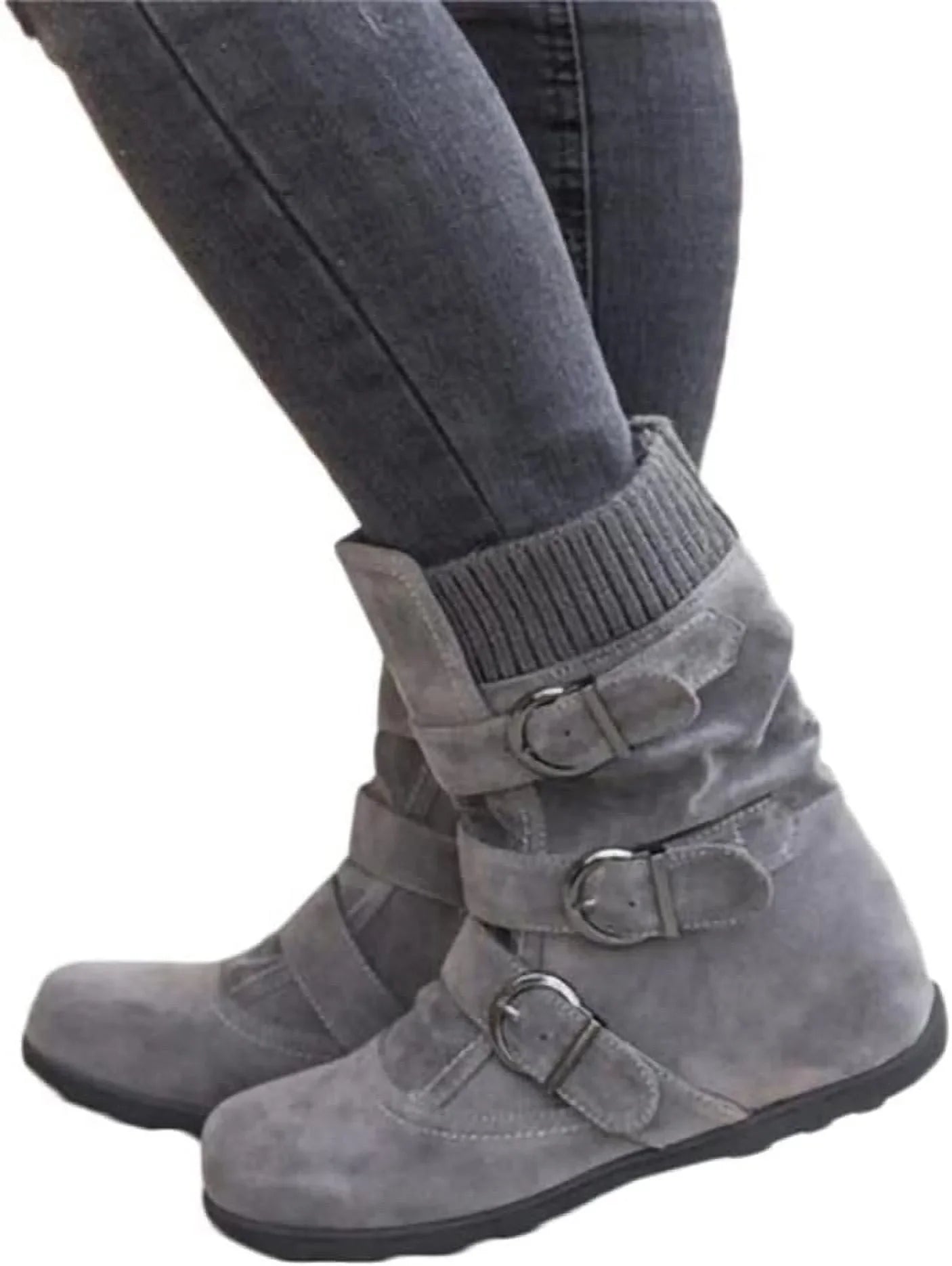 Plus Size Boots Ladies Warm Outdoor Plush Flat Boots Shoes Classic Women Booties Casual Autumn Winter Women Snow