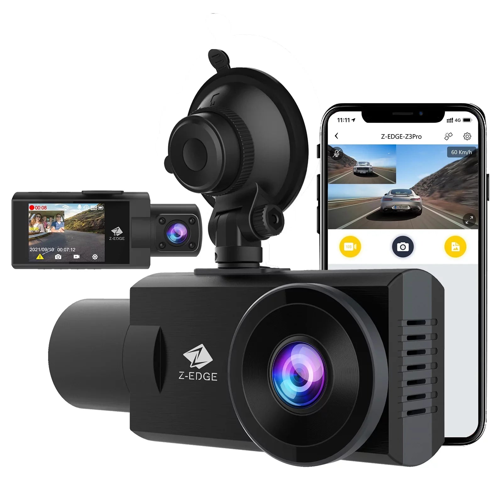 and Dash Cam Dash Inside New Version WiFi Z-Edge Cam, Front Z3Pro Dual 2K+1080P
