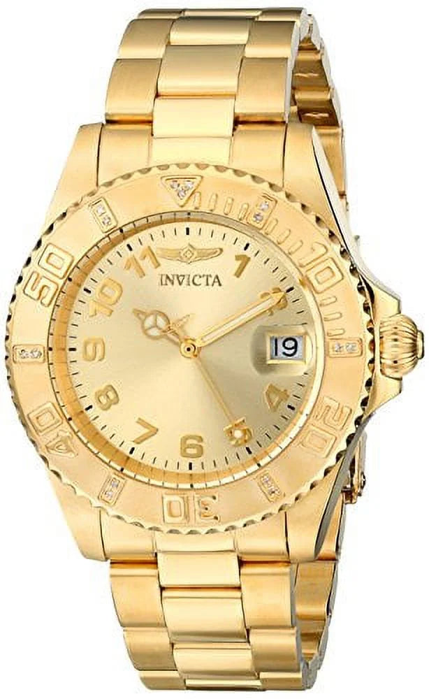 Women's Dial Pro Diver Invicta Dive Steel 15249 Gold Tone Yellow Watch Gold