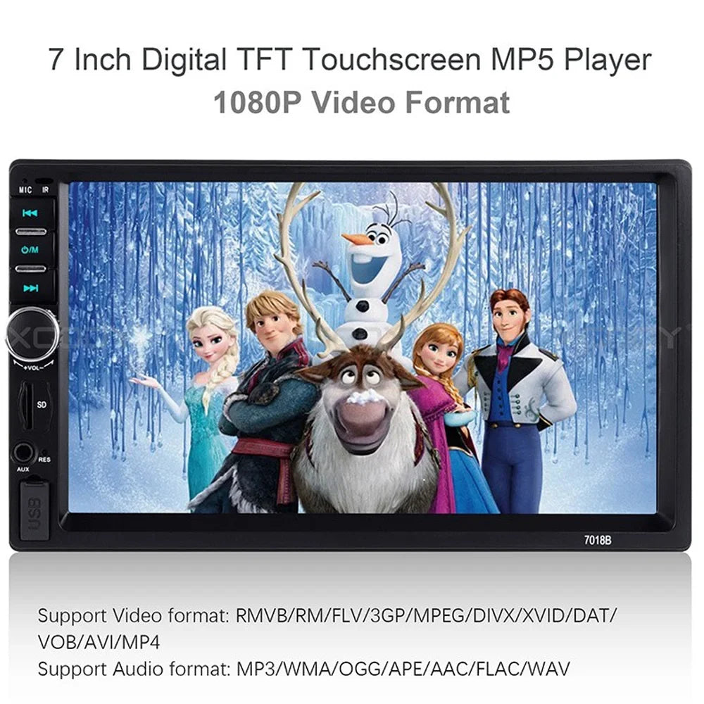 Bluetooth Stereo Car Link with Double Polarlander Audio AUX Touch 4LED Din USB with HD Backup Screen MP5/4/3 Function Car Car Multimedia Player 7-inch SD Camera Mirror Radio FM