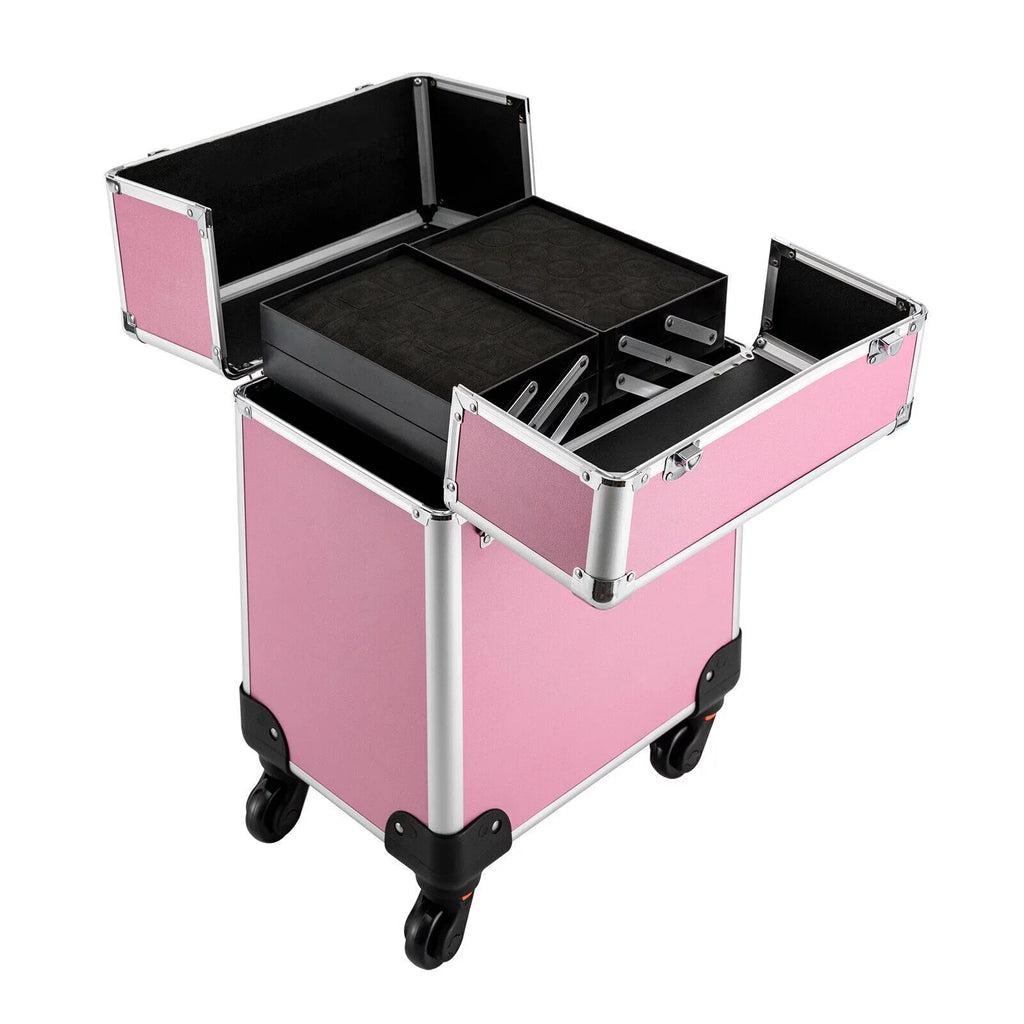 Cosmetic Makeup Case Barber Personal Miumaeov Organizer Dividers Beauty Care for Storage Professional Adjustable Rolling Trolley Case Large Case Train Travel Cosmetic Salon
