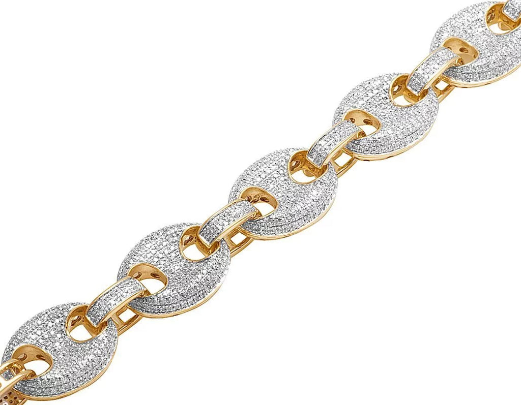 10K Puff 14MM Yellow 8.5" Gold Mariner GG CT Men's 5 Diamond Bracelet