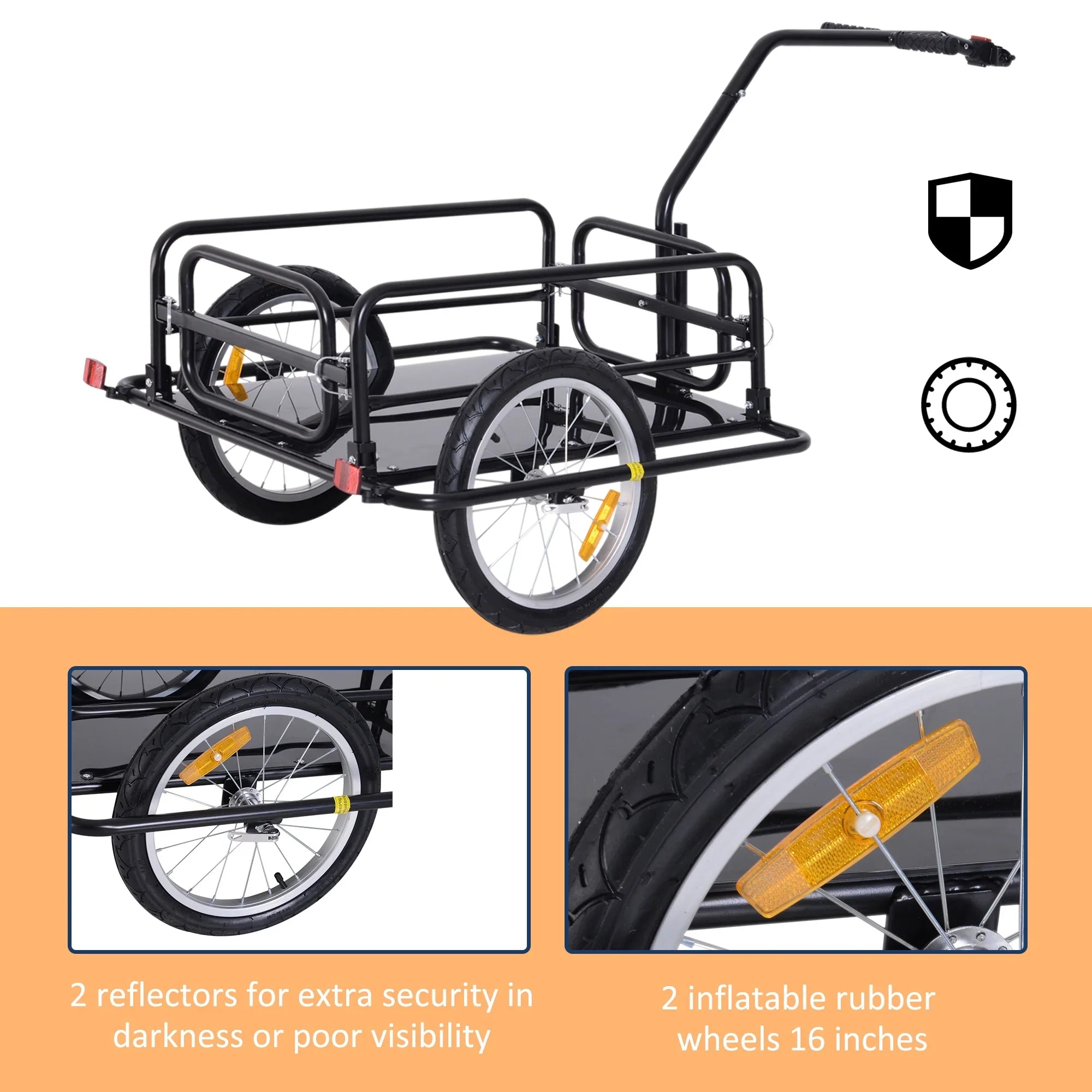 Bike Post Trailer to up Aosom Black Folding Seat Cargo Cart Hitch- Lbs. 88 with