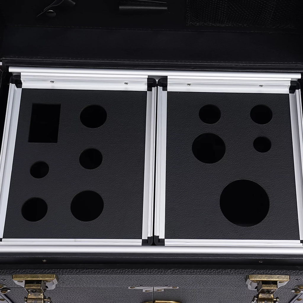 with Miumaeov Organizer Train Box Case, Tool Rolling Makeup Holder Dryer Lockable Stylist Travel Trolley Luggage, Beauty Cosmetic Salon Hair Hairdressing