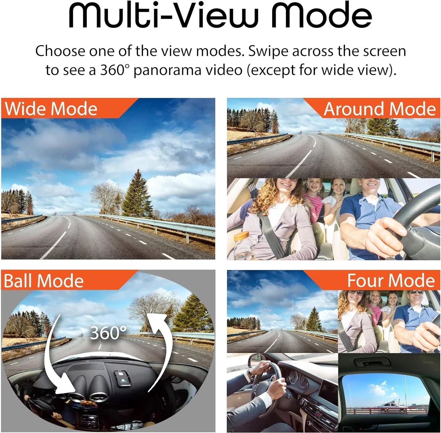 Rexing - Open V360 Box Degree Dual Angle Wide Dashboard Black 360 Channel Camera