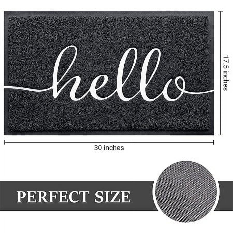 and Indoor-Outdoor, Design 2-Pack (W) Hello Black, x Non-Slip Kitchen 17.5" 30" Door, for JATOK (L) Bathroom, Front Floor Patio, Mat