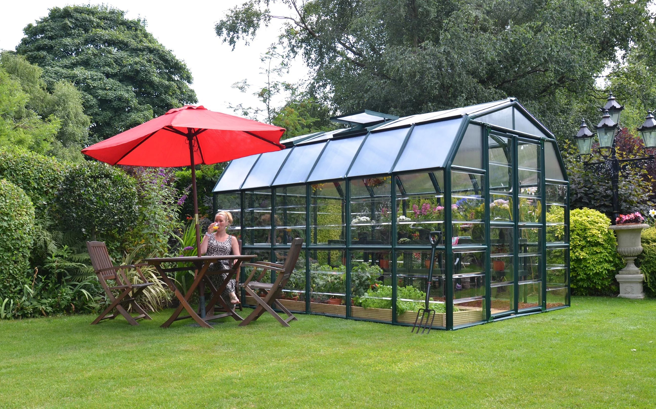 Greenhouse 2 Walk-In - Grand Green Clear Vents 8' Canopia - x with Gardener 12' Palram Roof -