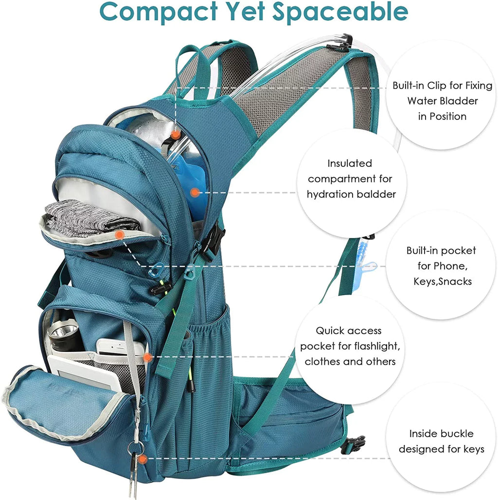 Hydration BPA Water Leakproof with Backpack for 2L KUSTAR Free,Lightweight Backpack Bladder Water Hiking,Running,Cycling,Camping,Blue Pack