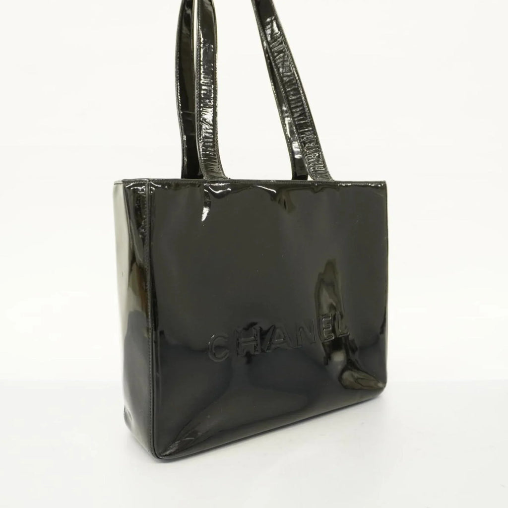 Champagne (Good) Patent Women's Pre-Owned Bag Chanel Black Tote Leather