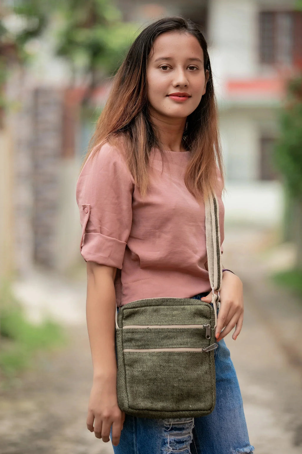 Hemp Crossbody Pocket Green Banyan - Core Purse Multi