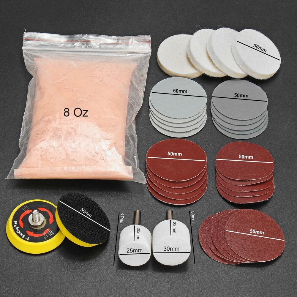 Remover,Glass 8OZ Pad Polishing Scratch Kit Deep New Wheel Cerium Oxide 2 U &