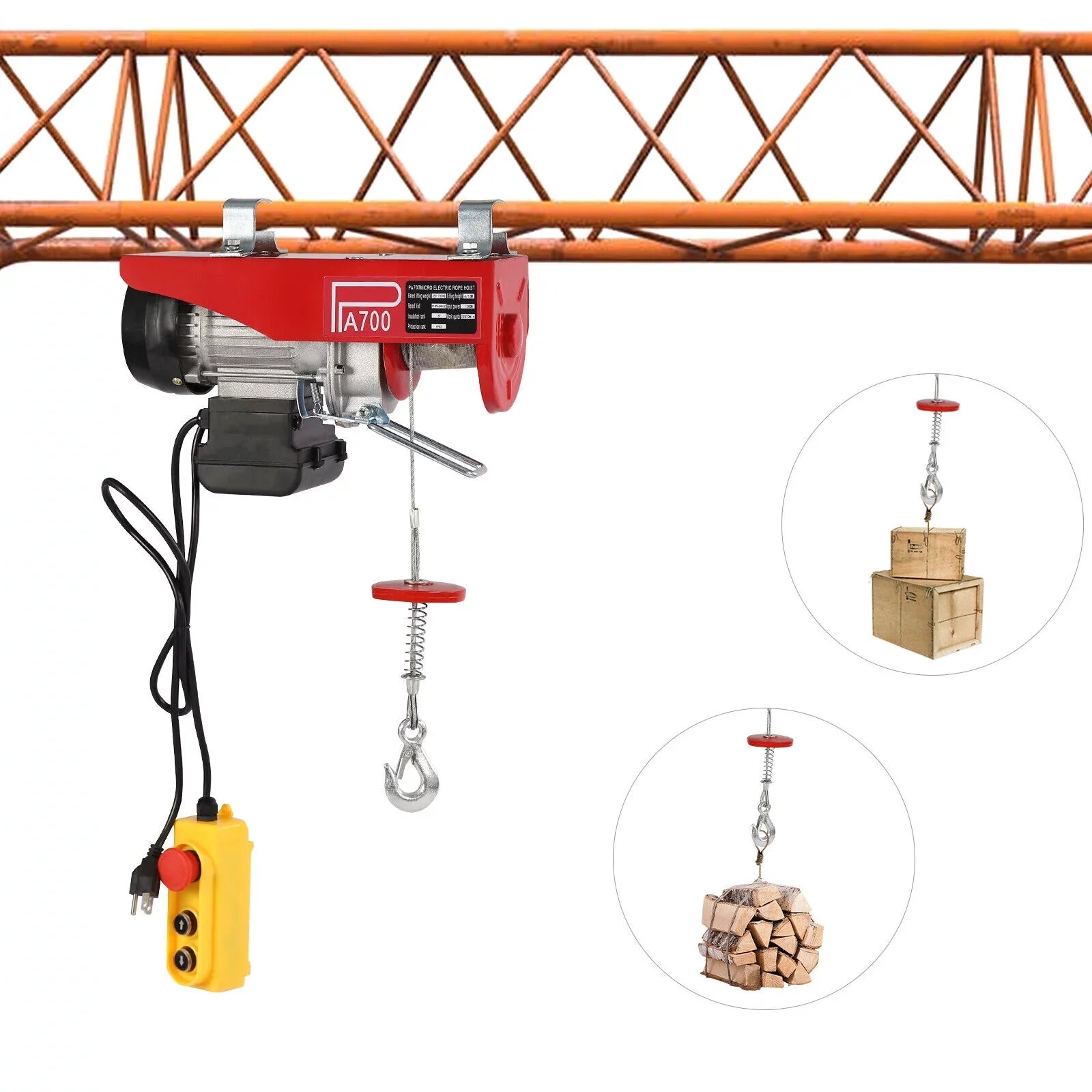 Winch Wire Control Electric 1543lbs 110V Hoist Winch Portable Remote W/ Electric