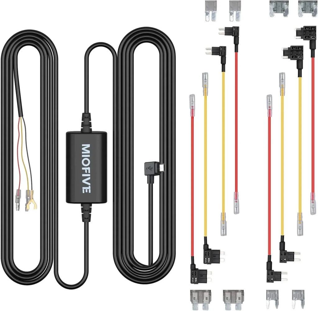 5V/2.4A Kit for Kit Cam to ro Hardwire 12V-24V Kit, Dashcam USB Wire 11.5ft w/Fuse Dash Converts Hard