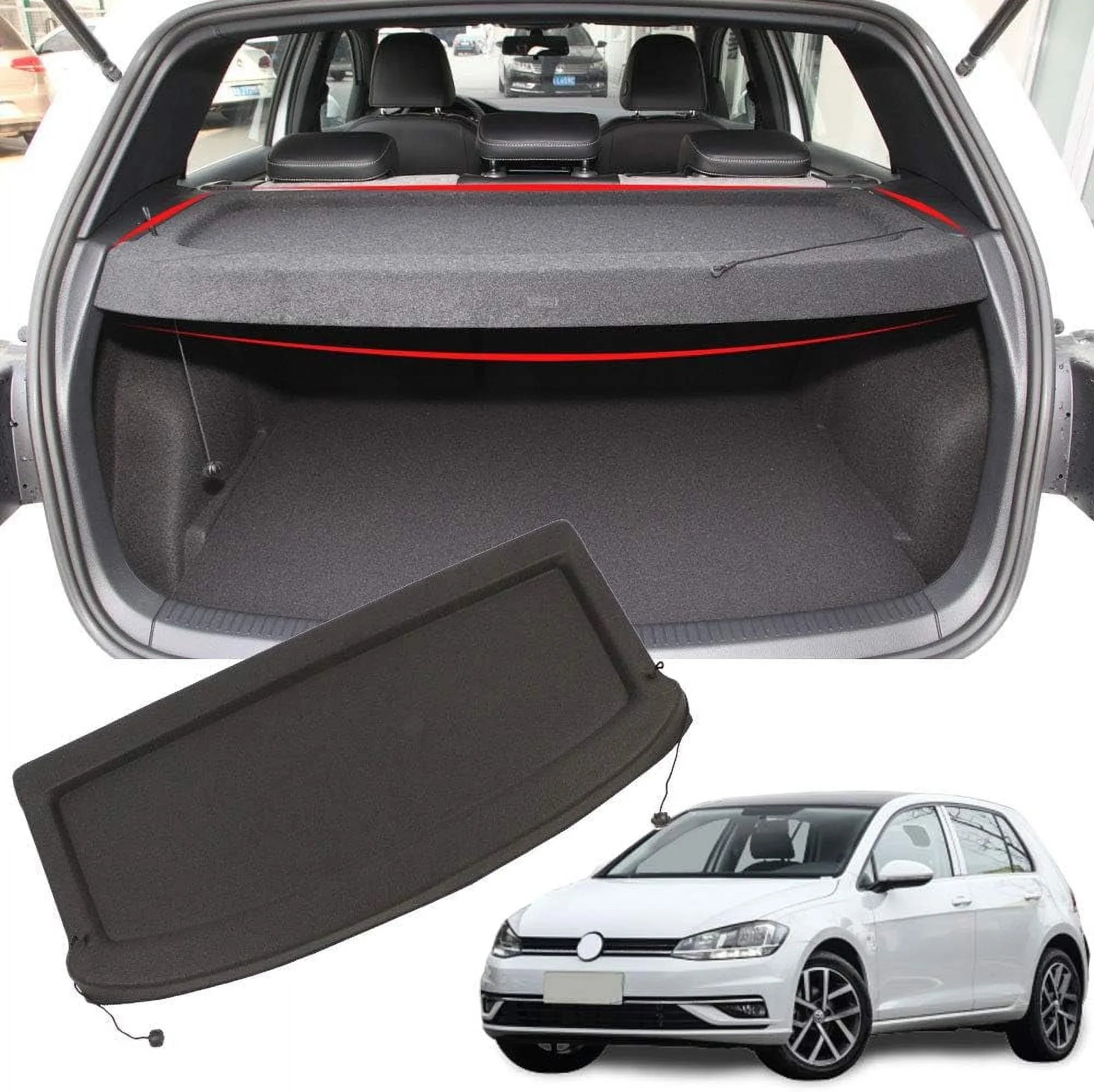 Hatchback Privacy Trunk VW Shade Rear Volkswagen 2015 Golf 7 GOLF 2015-2019 Black 2019 7 Luggage for Non-retractable GTI 2017 Cargo GTI 2018 Fit Cover 2016 Accessory,