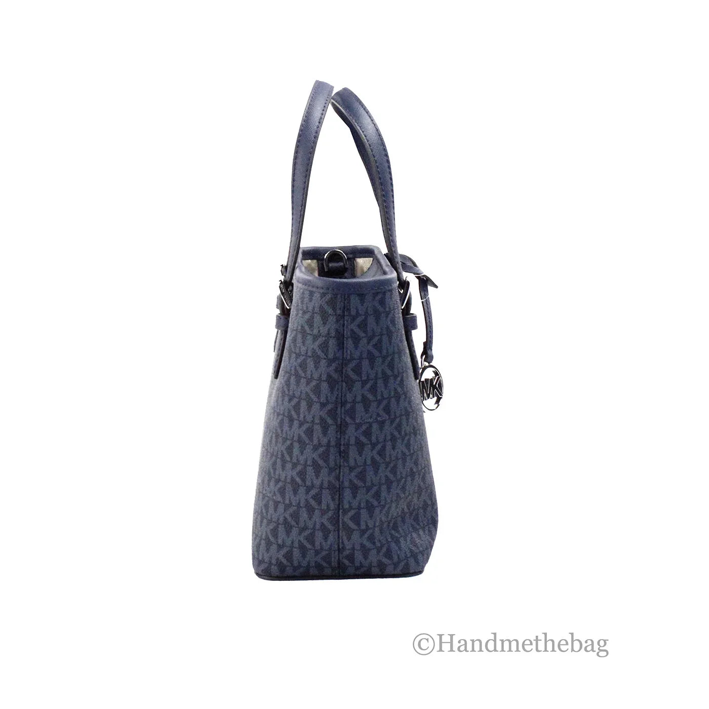 Navy Leather Top XS Set Carryall Kors PVC Michael Jet Zip Purse Bag Tote