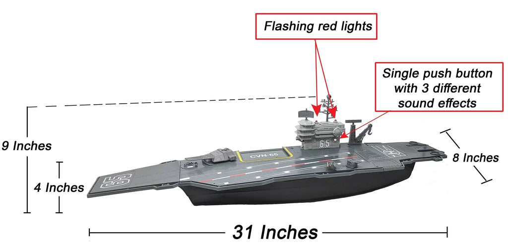 and Military with Carrier Aircraft Sound 31 Inch Effects Vehicles Toy 6 Drones