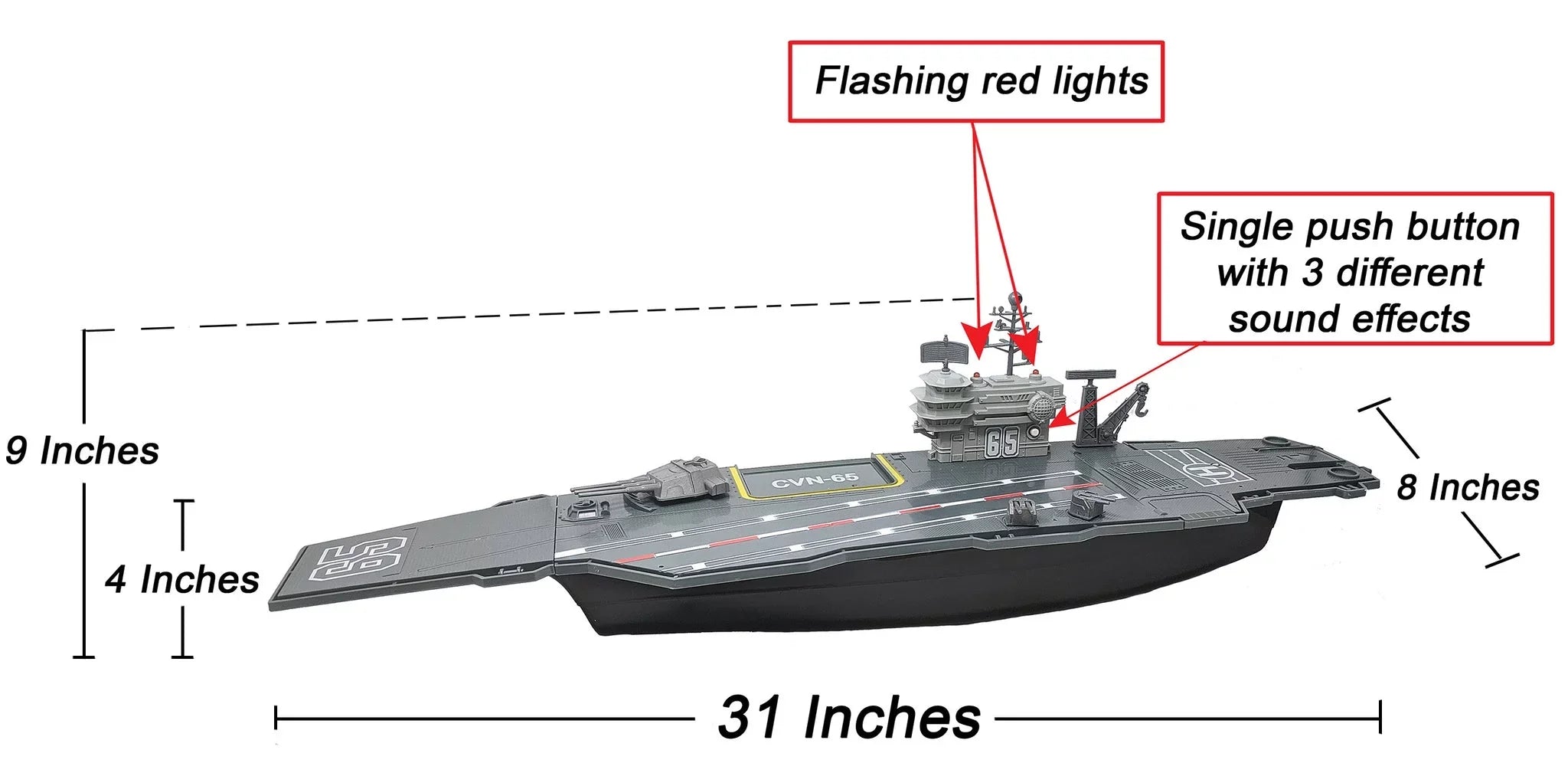 and Military with Carrier Aircraft Sound 31 Inch Effects Vehicles Toy 6 Drones