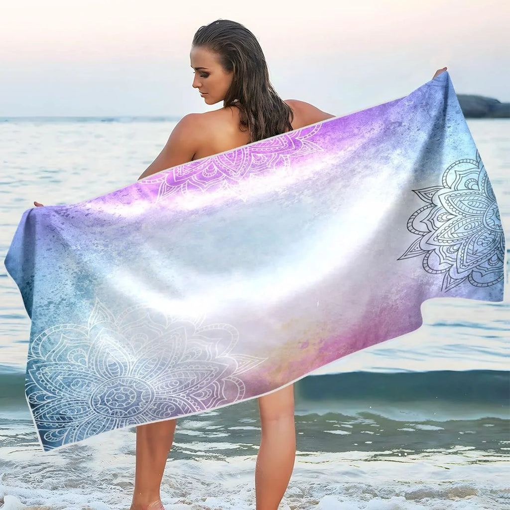Mandala's Travel Dry for Bestwell Purple Super Compact Beach Towel Quick Holiday（156） Lightweight Towels Absorbent Oversized - Camping Towel - Swimming