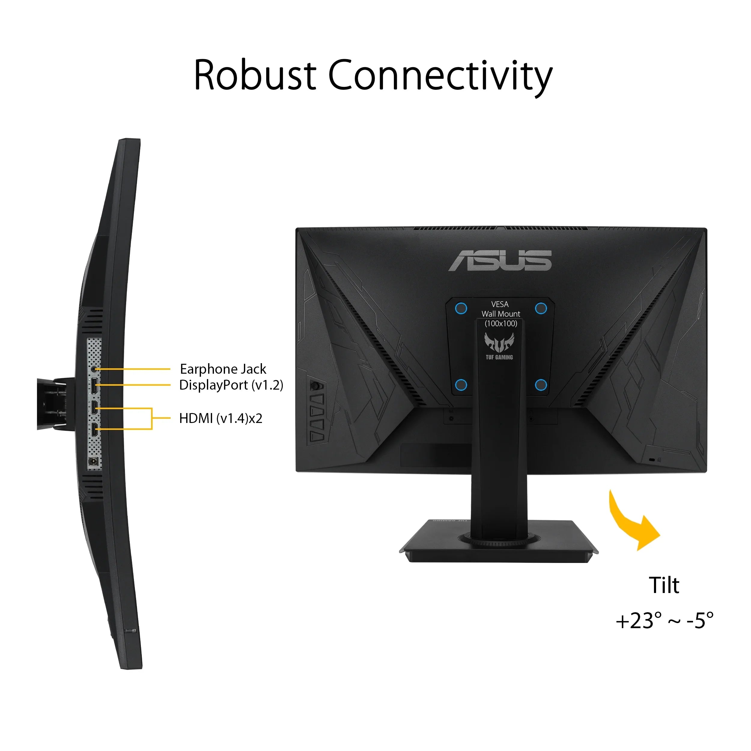 Extreme 1080P Low VESA Gaming Full DisplayPort, Premium, Curved Gaming 23.6" - 165Hz, TUF Boost, Shadow FreeSync Mountable, Monitor, - Adaptive-Sync, Blur, Motion HDMI 1ms, VG24VQE ASUS HD,