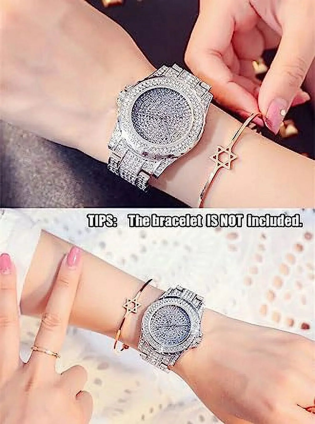 for Watch Gold Watch Steel Ice Men Wrist Crystal Rhinestone Quartz Watches Men Women Silver ManChDa Watch Watch Watch Diamond Out Stainless Full Watch Women Diamonds
