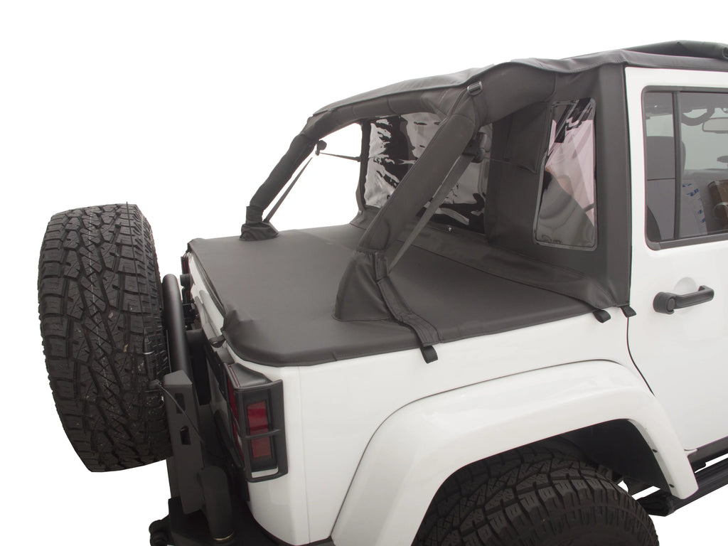 Cover Style Top Wrangler 990235 Diamond Trailview Rear 2007-2018 For by Black Tonneau Rampage RealTruck Jeep Soft With 2 Door,