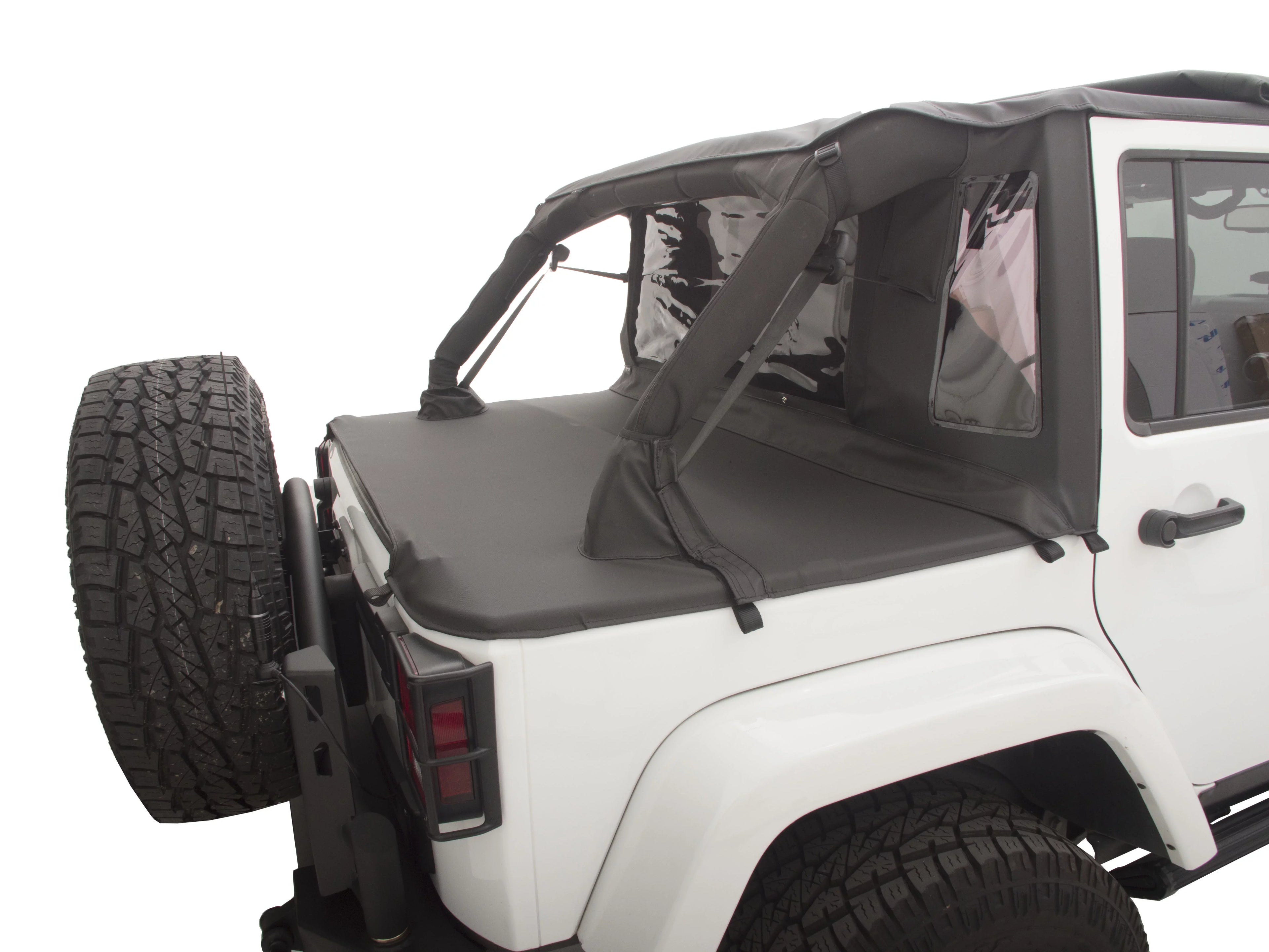 Cover Style Top Wrangler 990235 Diamond Trailview Rear 2007-2018 For by Black Tonneau Rampage RealTruck Jeep Soft With 2 Door,