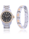 Silver and Adult and Watch Male with in Case Gold Elgin Alloy (FG180015ST) Set Bracelet Stones and
