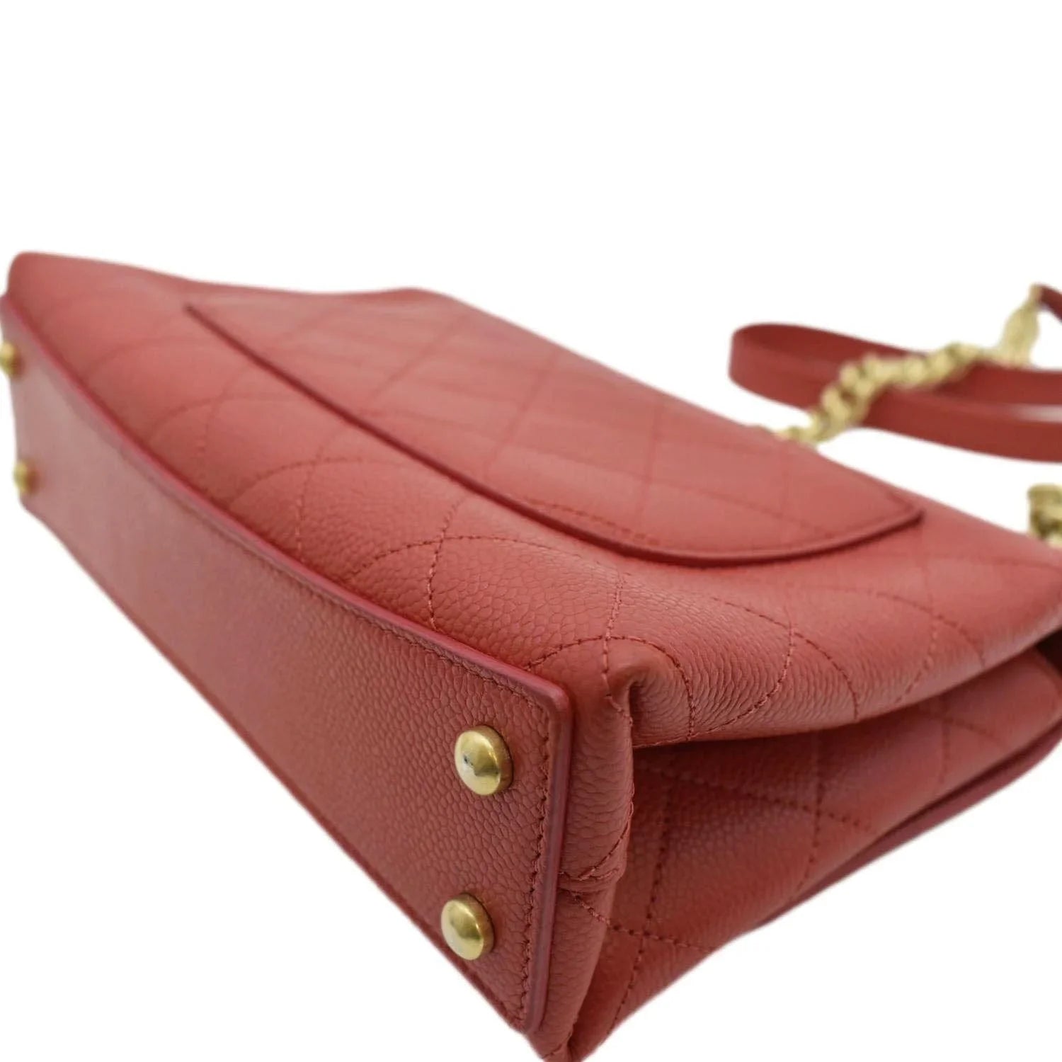 Bag CHANEL Caviar Crossbody Red Pre-Owned Chic Leather Small Stitched Quilted Flap Affinity