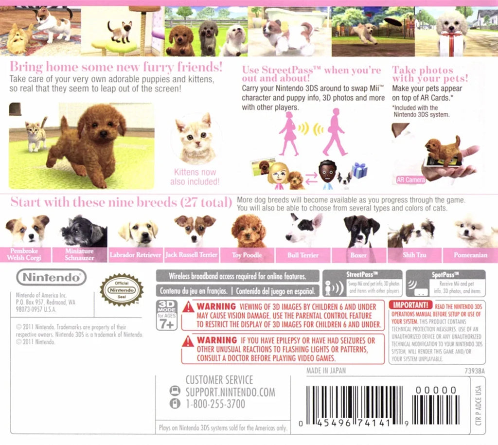 '+ and New Poodle Nintendogs Friends Nintendo Cats: Toy 3DS
