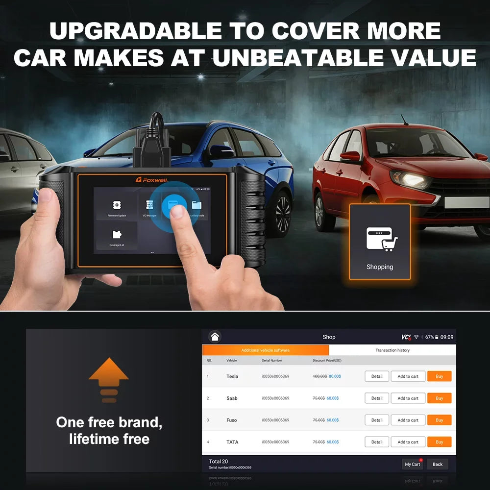 NT710 30+ Bi-Directional Control System Automotive Reset Analyzer Auto Car Automotive Code Reader Scanner Automotive Scanner Foxwell Scanner Full Service Tool Scan Diagnostic OBD2 Scanner Wireless