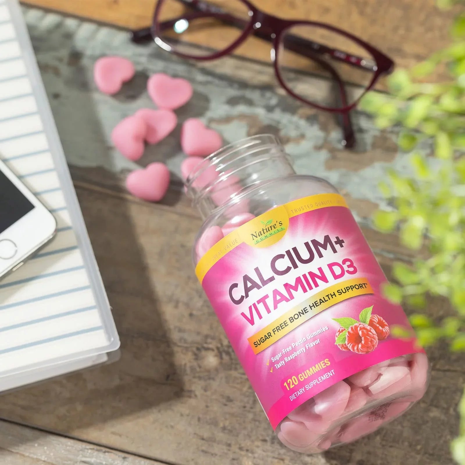 Plus Free & 120 Vitamin Flavor Gummies Chewable - Non-GMO, 400 Health Calcium Chews IU Berry Support, D3, Bone Bites Supplement, Strength Immune Bone Calcium Sugar Gummy Nutrition - Supports