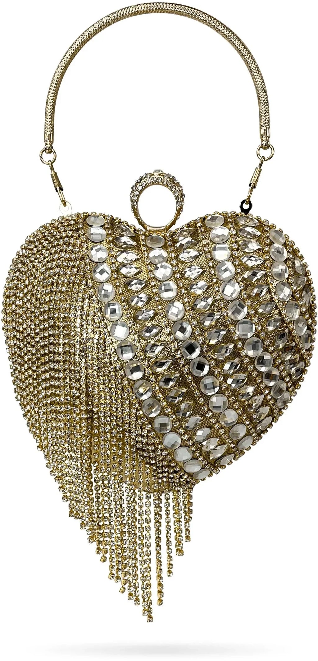 Shape Rhinestones Evening Women Clutch Geiomoo Tassel Handbag for Party Heart Purse Wedding Luxury Bag,