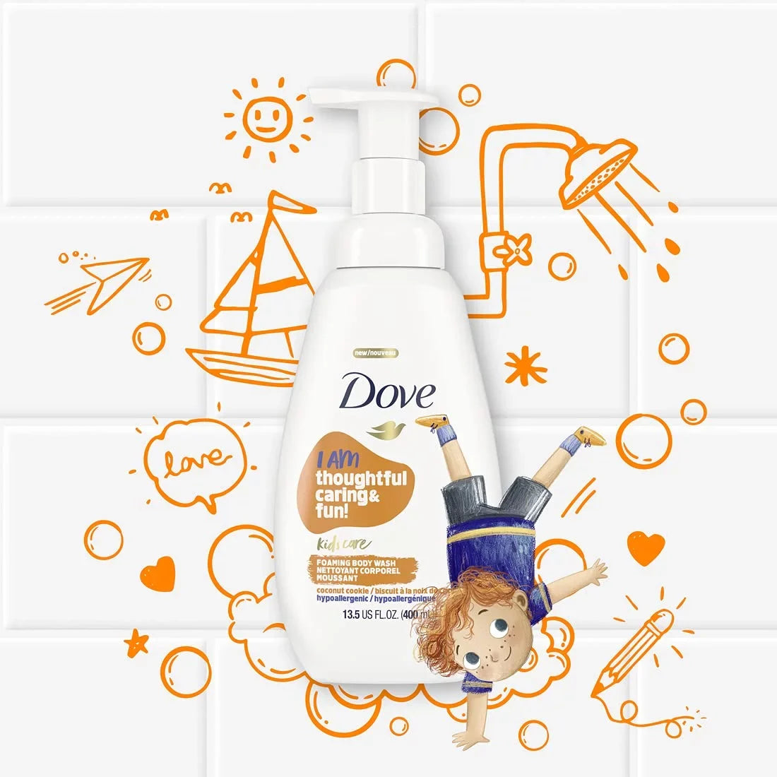 Skin Foaming Kids Coconut For Of Body Pack Oz, Sulfate-Free 4. Fl Cookie Care, Wash 13.5 Dove