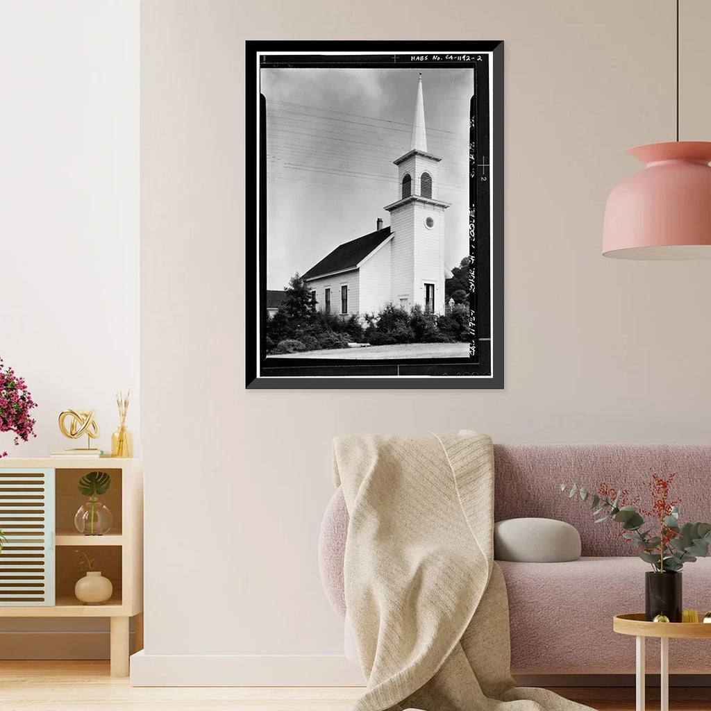 x 17-7/8" Framed Historic 21-7/8" Print, County, 2, CA Church, - Soquel, Cruz Santa Congregational