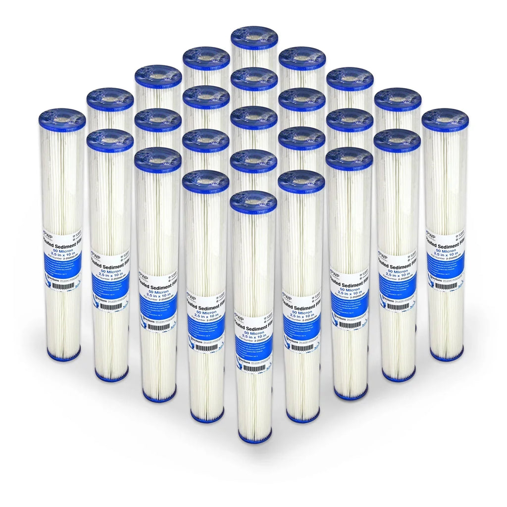 25 Pleated Filter 2.5x20" Sediment Pack micron 50 Cartridge Poly Water