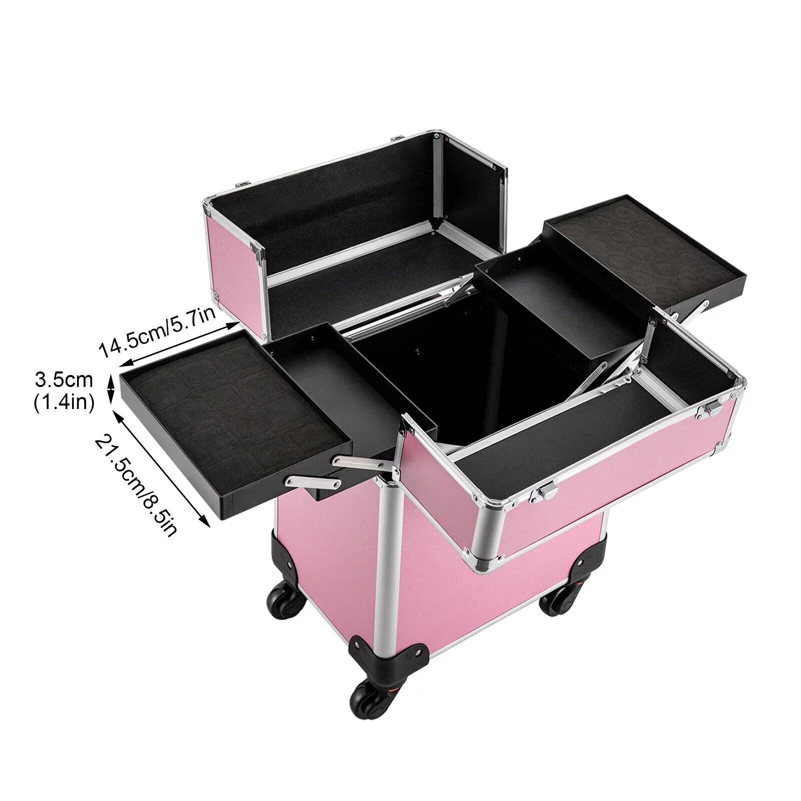Storage Professional Rolling Trolley with Cosmetic Miumaeov Makeup 4-Tier Organizer Case Train Wheels Makeup