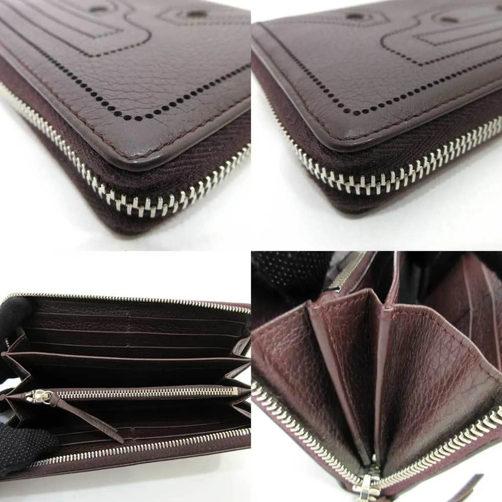 Classic Pre-Owned Women's Continental Round Leather Punching Men's (Good) Long Bordeaux Wallet Balenciaga