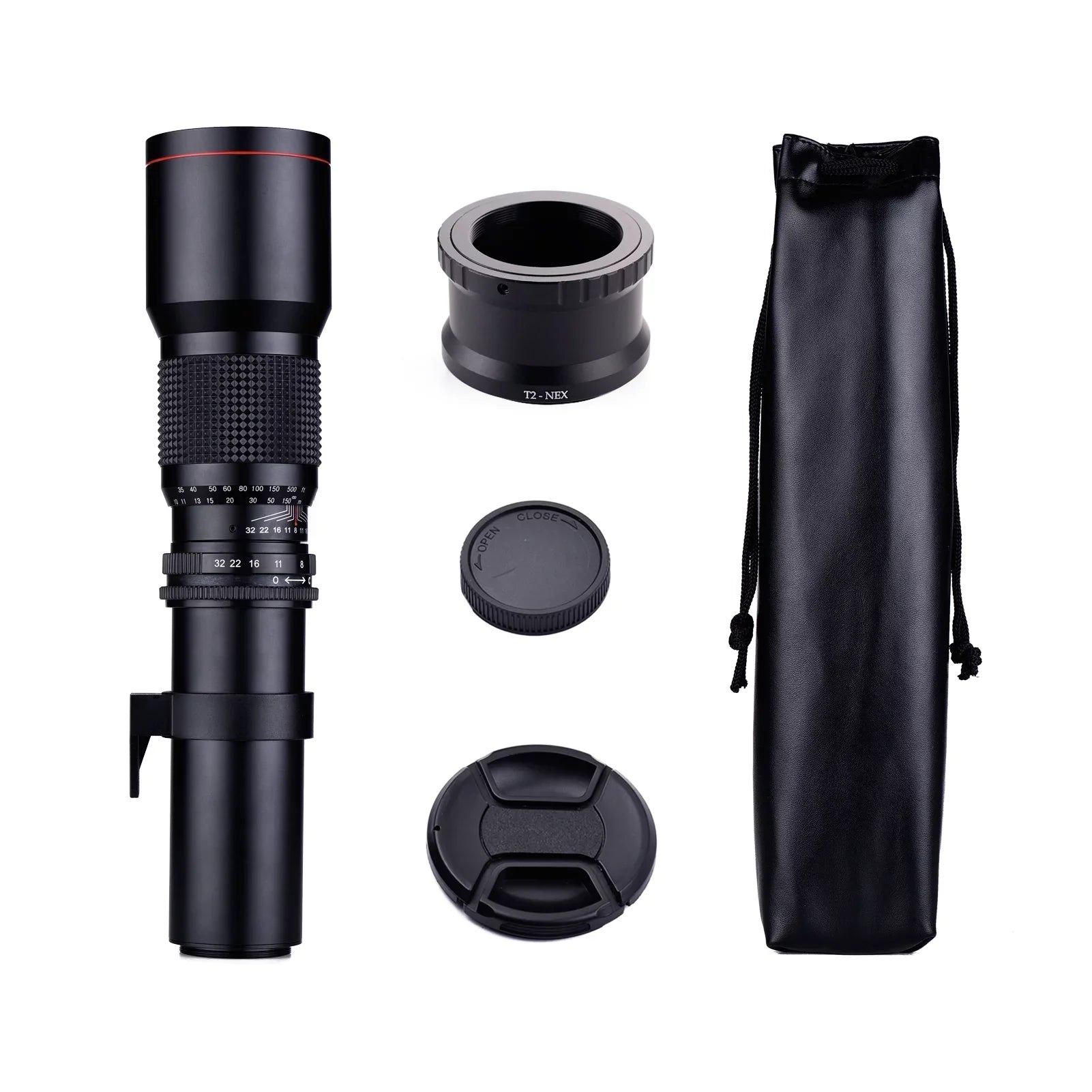 Coated Lens Ring Adapter + Aibecy F/8.0-32 A7R to Telephoto Manual Replacement NEX-6 NEX-5 Multi A5000 Cameras T-Mount 500mm NEX E-Mount Kit A7S Zoom A6500 A7 Super NEX-7 Sony for A6000 A9