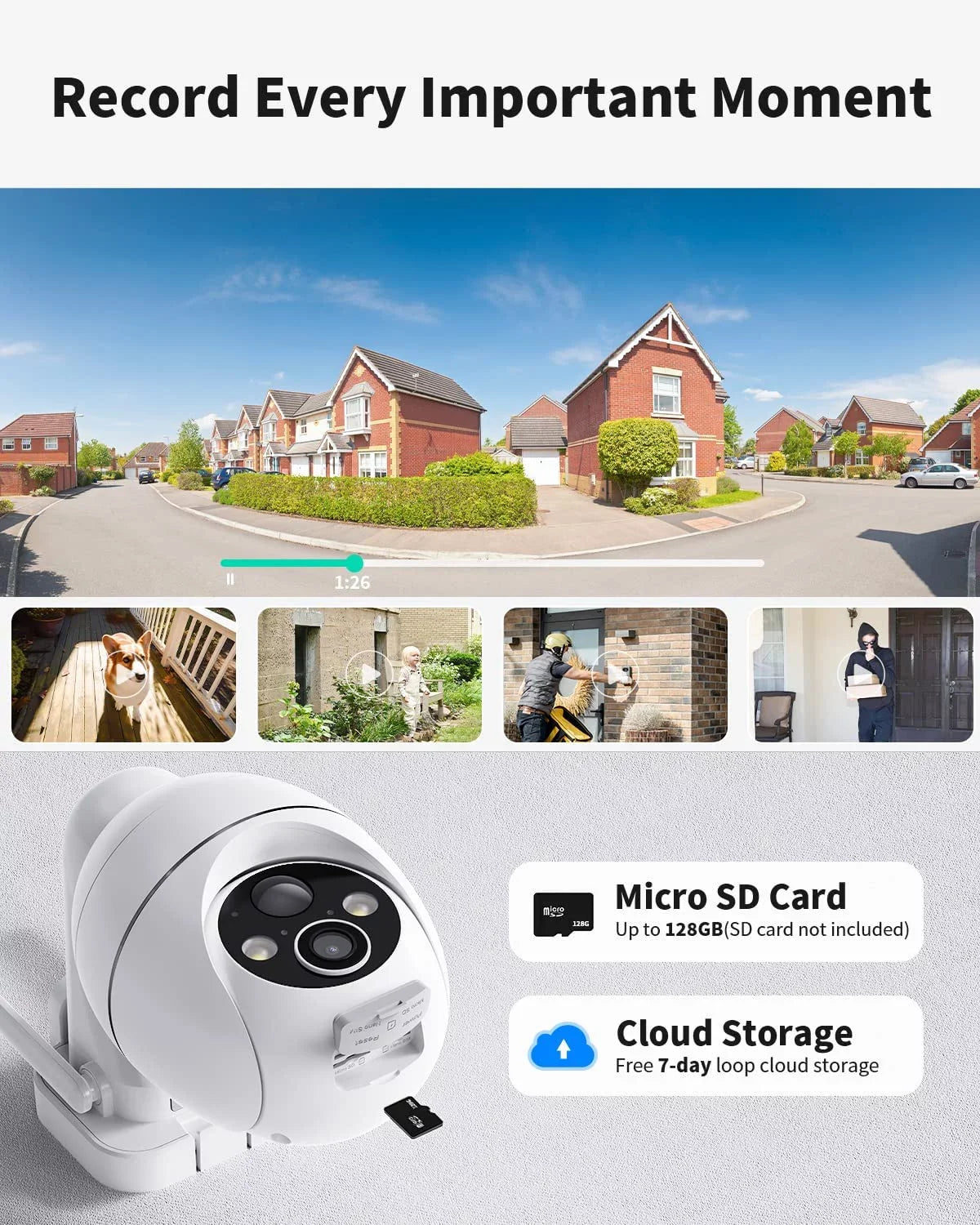 Security Solar Wireless IP65 with HD Outdoor 2.4GHZ Pan Color Spotlight 2K PIR Security with Outdoor Digital Detection, Ultra Vision, Wi-Fi, Waterproof Camera Tilt, Zoom, Cameras 4X Night